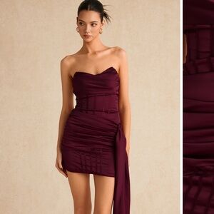 Elegant Strapless Dress in Deep Wine